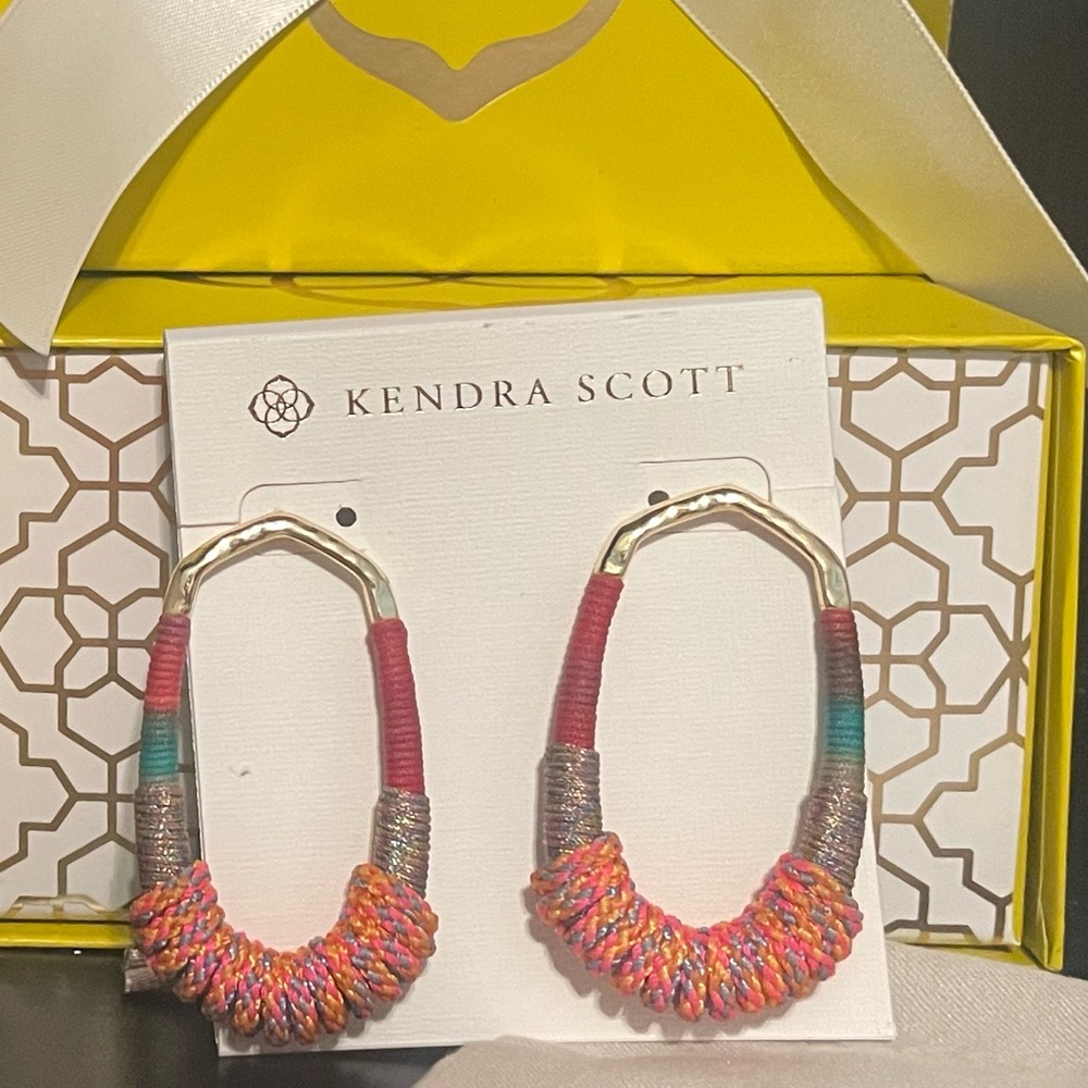 Kendra Scott Masie Open Frame Earrings, Coral/Mint